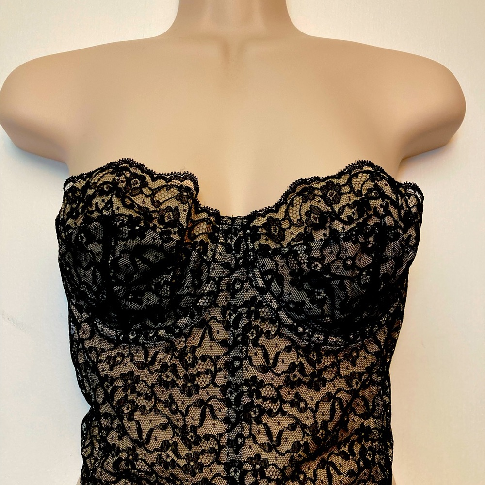 Vintage VALISERE PARIS lace bustier Black corset strapless